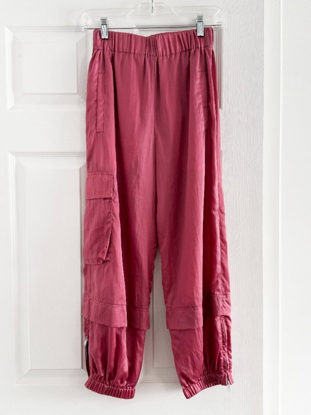 Tibi "Wilt" Silky Nylon Jogger in Rose Pink, size XS - Picture 4 of 8